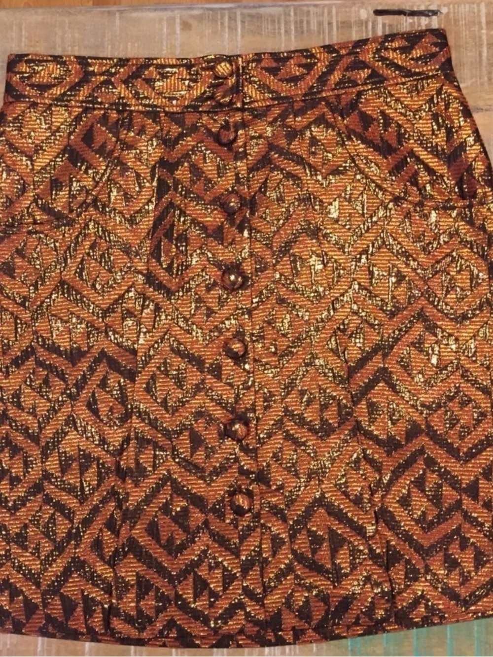 Tibi Metallic Tribal Brocade skirt sz 12 orange - fits like size 8/10